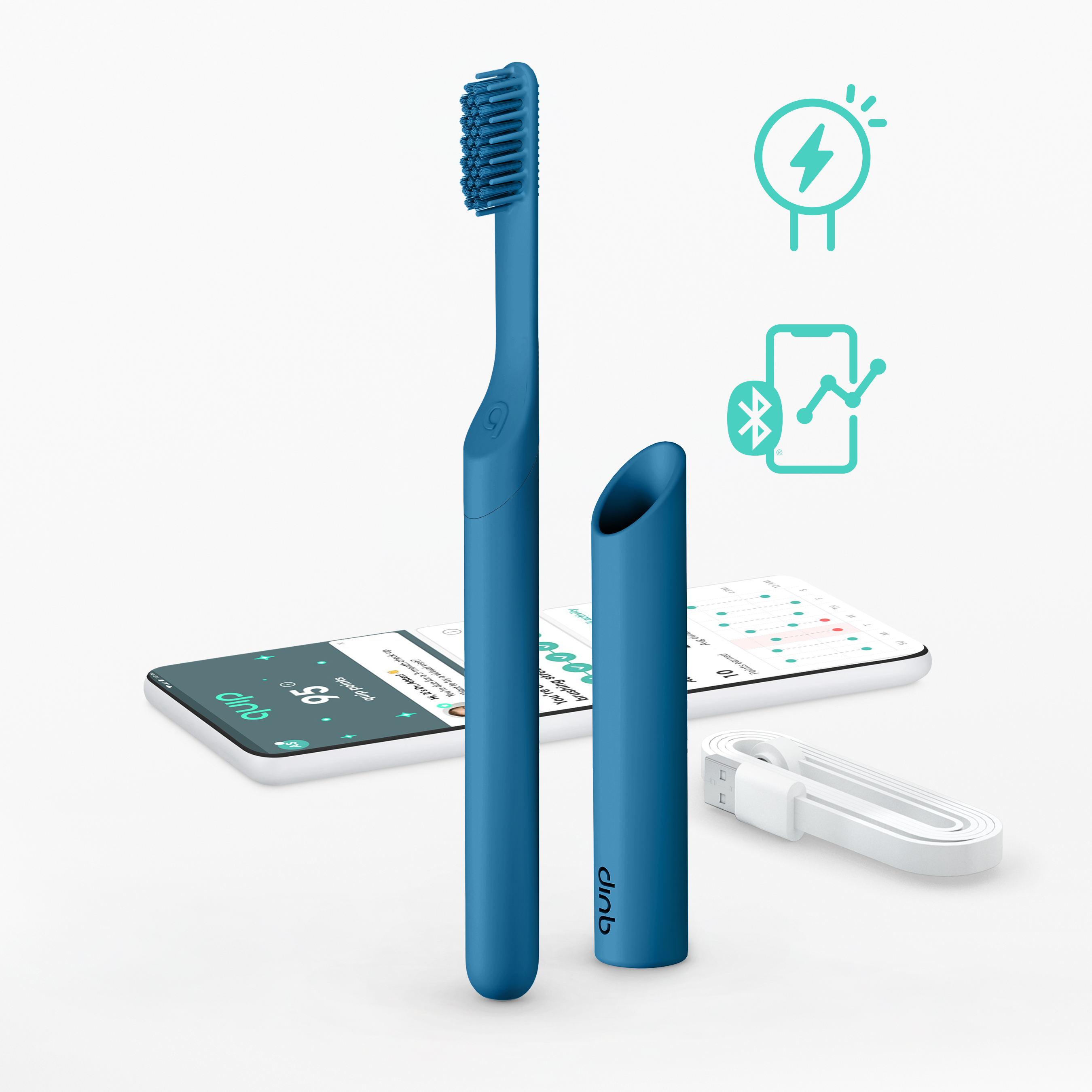 Rechargeable Smart Ocean Blue Plastic Electric Toothbrush detail image