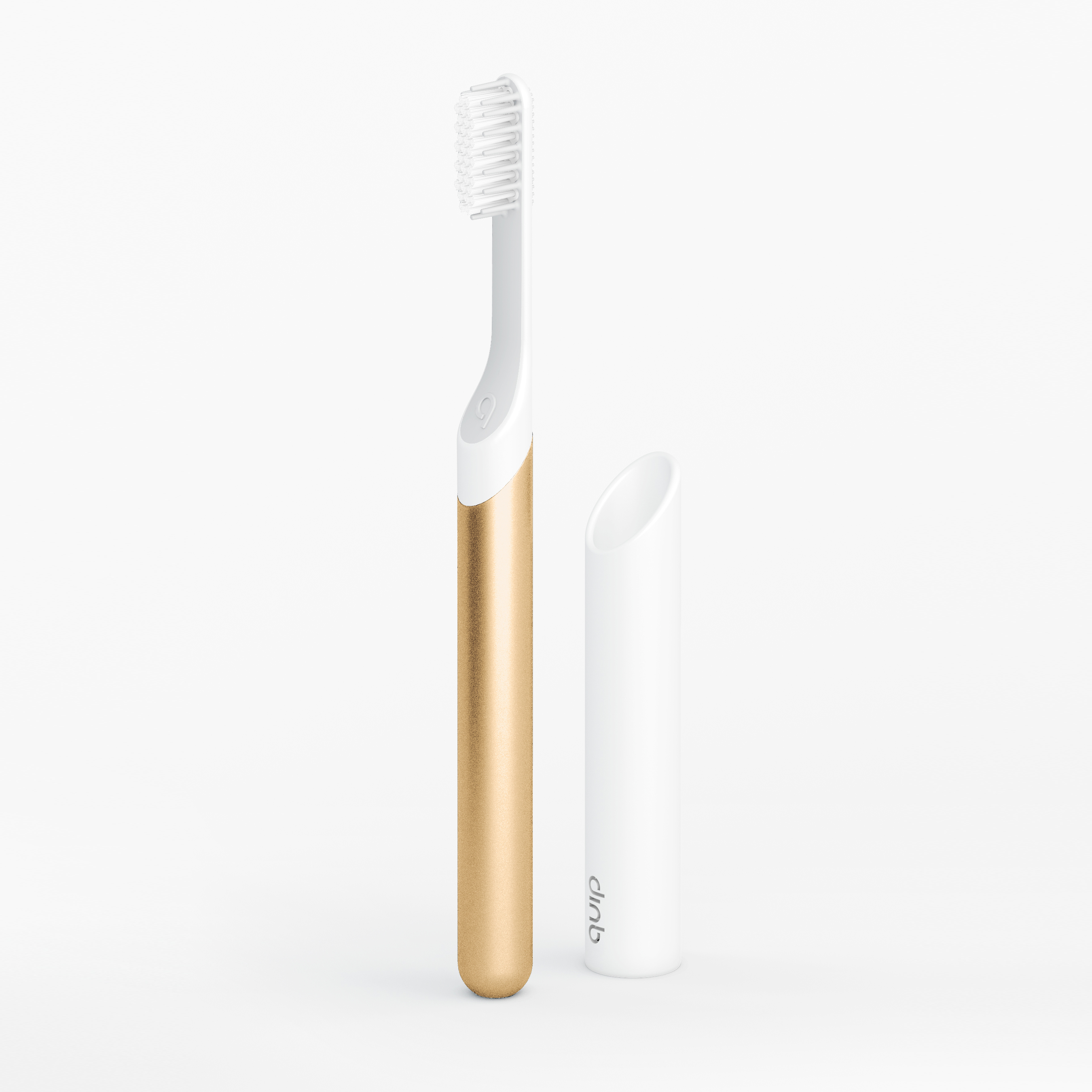 Gold metal electric toothbrush detail image