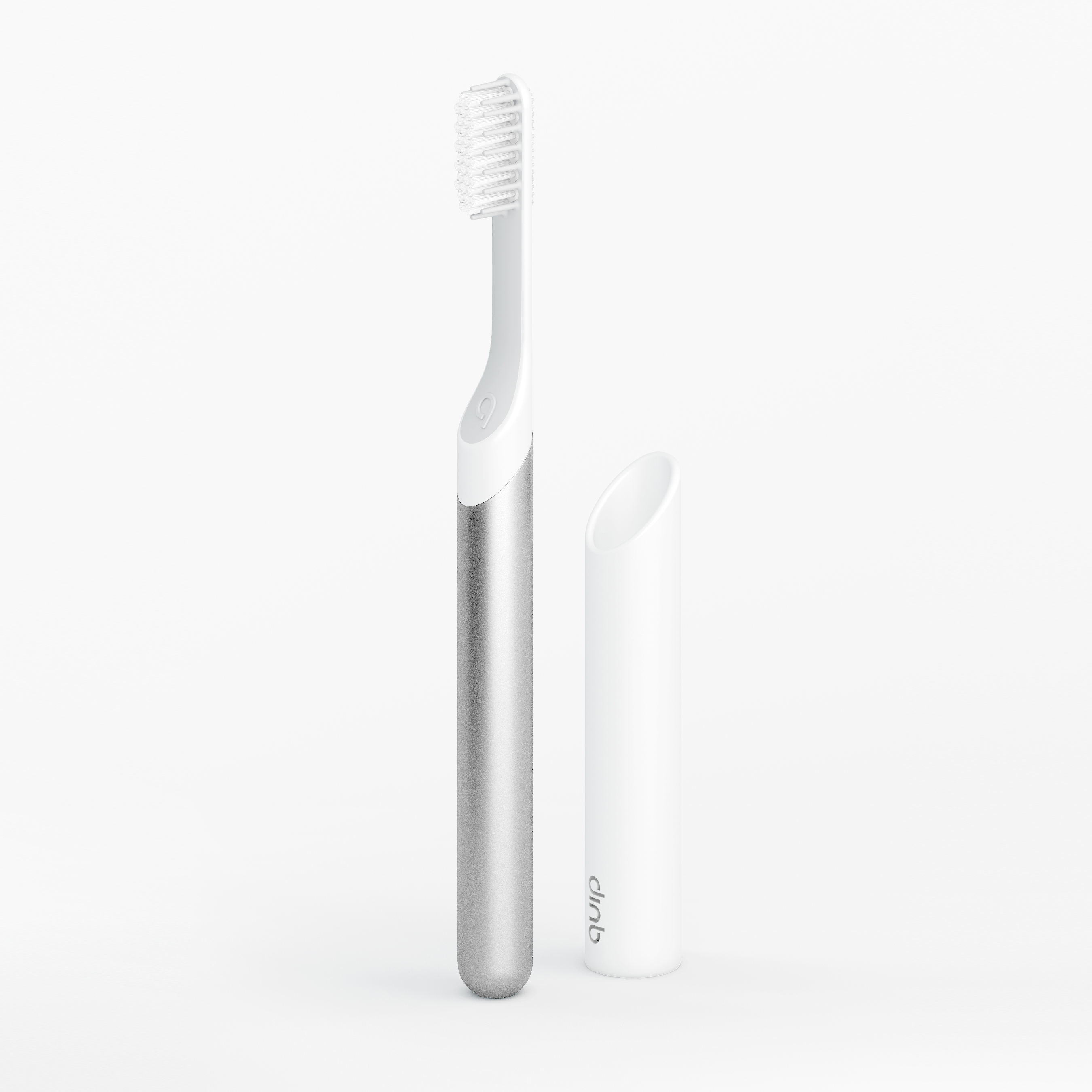 Silver metal electric toothbrush detail image